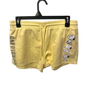 Peanuts Yellow women Shorts with Snoopy Print
